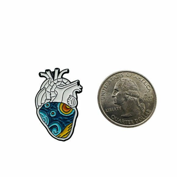 ✨Gift Van Gogh Starry Sky Anatomical Heart Enamel Pin Organ Medical Art Brooch✨ - Picture 5 of 5